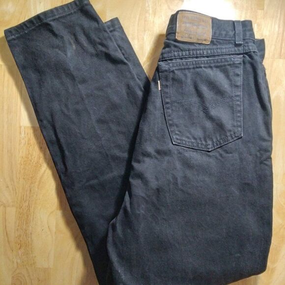 Vintage 80s Brown Tab Levi's 569 High Waist Tapered Black Denim Jeans - Picture 1 of 8